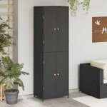 (noir)chalet et jardin - - armoire de rangement de jardin noir 59x40x180 cm r�sine tress�e 717875