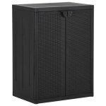 (noir)chalet et jardin - - armoire de rangement de jardin noir 65x45x88 cm pp rotin 921566