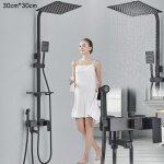 Noir colonne de douche avec mitigeursystme de douch mural3 modes douchette  mains robinet de baignoirebidet ...