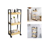 Noir desserte de salle de bain tagre mince de cuisine chariot de rangement  3 niveaux roulant colonne ...