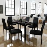 (noir)ensemble de salle À manger (7 pièces) - singor - table À manger avec 6 chaises noir 503057 (noir)ensemble de salle À manger (7 pièces) - singor - table À manger avec 6 chaises noir 503057