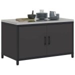 Noir �tag�re de rangement - mango - meuble de cuisine - avec �tag�re noir acier fr1290