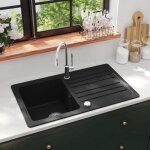 (noir)vier / plonge - magnifique vier de cuisine en granite avec gouttoir rversible noir 13480