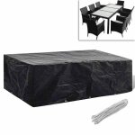 (noir)housse de salon de jardin - signor - rsistante  leau - 8 ?illets 300 x 140 x 90 cm 834393