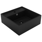 (noir)lavabos - magnifique lavabo carr de luxe  trop - plein noir mat 41x41 cm cramique 63272