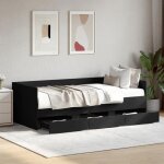 ?noir? lit de jourlit single / banquette lit design repos avec tiroirs sans matelas noir 75x190 cm 88441 ...
