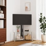 (noir)meuble tv - signor - table télévision en verre dangle 2 niveaux pour 32 - 70 pouces noir argenté ... (noir)meuble tv - signor - table télévision en verre dangle 2 niveaux pour 32 - 70 pouces noir argenté ...
