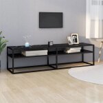 (noir)meuble tv - signor - table tlvision en verre marbre noir 160x40x405 cm verre tremp 914202