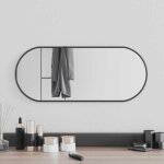 (noir) miroir mural - crochets de suspension - noir 60x25 cm ovale 265015