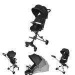 Noir poussette compact de voyage pour b�b� poussette avec si�ge pivotant bidirectionnel hauteur r�glable ...