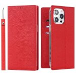 Nonovivi - �tui de t�l�phone portefeuille en cuir v�ritable iphone 15 pro max rouge