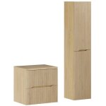 Nordic ensemble meuble de salle de bain suspendu sous vasque avec plan 60 cm et colonne 35 x 170 cm - ...