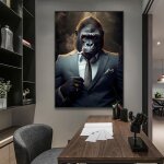 Nordique gorille porter costume wall art toile peinture abstraite animal singes affiche impression dcoration ...