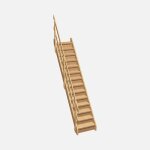 Normandie - escalier bois droit avec rampe 2 lisses et contremarches