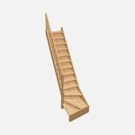 Normandie - escalier quart tournant  gauche avec balustre et contremarches