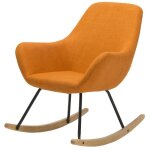 Norton fauteuil rocking chair en tissu orange - pieds bascule en bois et mtal - vintage - l 69 x p 763 ...