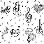 Note de musique stickers muraux pvc tanche autocollants autocollants piano guitare coeur rectangle 8 ...