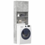 Nouveau armoire de salle de bain / meuble sdb - bmd - meuble de machine � laver gris b�ton - bois ding�nierie ...