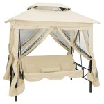 Nouveau balancelle de jardin - bmd - belvdre convertible en balancelle blanc crme deco - v6529466