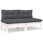 Nouveau banquette de jardin belle - canap 2 places de jardin et coussins blanc bois de pin solide deco ...