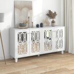 Nouveau buffet miroir premium sense blanc avec poigne en cristal froid quatre portes avec lamelles amovibles. ...