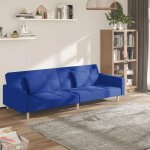 Nouveau canap� - lit - canap� droit convertible � 2 places avec deux oreillers bleu tissu deco ft3451669 ...