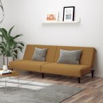 Nouveau canap - lit - canap droit convertible  2 places marron velours deco ft9542456