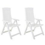 Nouveau chaises inclinables de jardin lot de 2 plastique blanc?maximum 110 kg59 x 67 x 106 cm belle c42454631 ...