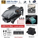 Nouveau drone gps l600 - pro - max 5km 4k professionnel hd double cam�ra 3 axes cardan 360 �jouet quadrirotor ...