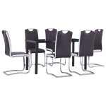 Nouveau ensemble de salle  manger 7 pices - ensemble de 1 table et 6 chaises - similicuir marron deco ...