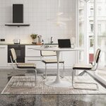 Nouveau paississement design moderne 47. 24 table  manger ronde moderne comptoir en bois massif blanc ...