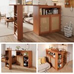 Nouveau matriau cologique table de bar extensible avec rangement filet de rotin devant la porte tagre ...