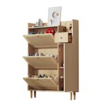 Nouveau meuble � chaussures en bois en rotin �paissi et design moderne ? pour entr�es �troites ? 3 portes ...
