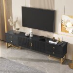 Nouveau meuble tv solide au design simple panneau bas avec portes en bois meuble tv avec tiroirs poignes ...