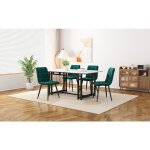Table à manger noire 120x70 cm avec 4 chaises style moderne pour cuisine ou salle à manger. Table à manger noire 120x70 cm avec 4 chaises style moderne pour cuisine ou salle à manger.