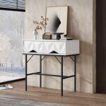 Console - 80x40x80 cm - mdf - 2 tiroirs - design gomtrique moderne
