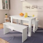 Nouveau table de salle � manger et bancs 3 pi�ces - ensemble de 1 table et 2 chaises - bois ding�nierie ...