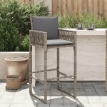 Nouveau tabourets de bar jardin coussins lot de 2 gris r�sine tress�e?maximum 110 kg52 x 58 x 118 cm ...