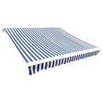 Nouveau tissu pour store banne - bmd - toit dauvent toile bleu et blanc 6x3 m (cadre non inclus) deco ...