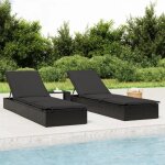 Nouveau transat 1 pc avec table noir r�sine tress�e?maximum 110 kg201 x 55 x 62 cm belle c53746556