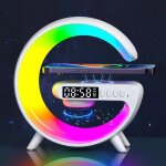 Nouvelle lampe chevet avec chargeur sans fil haut - parleur bluetooth en forme de g avec r�veil reveil ...