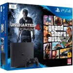 Nouvelle ps4 slim 1 to + 2 jeux : uncharted 4 : a thiefs end + gta v