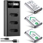 Np - bx1 lot de 3 batteries 1300 mah et chargeur lcd pour sony np - bx1 et sony zv - 1cyber - shot dsc ...