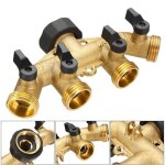 Npt 3 / 4 4 voies laiton raccord connecteur de robinet tuyau arrosage irrigation jardin pelouse