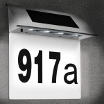 Num�ro de maison �clair� en acier inoxydable 4 led �nergie solaire - blanc label