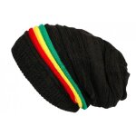 - nyls cration - bonnet rasta gris noir long fashion en laine jamaique - gris