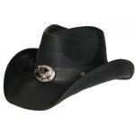 - nyls cr�ation - chapeau cowboy noir paille usa country ecusson prestige wyatt - noir