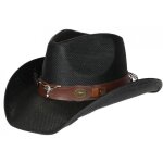 - nyls création - chapeau cowboy noir tete de taureau argent country prestige wrangler - noir - nyls création - chapeau cowboy noir tete de taureau argent country prestige wrangler - noir