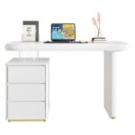 O. ye bureau moderne finition laque blanc forme nuage 3 tiroirs courbes arrondies bureau robuste entirement ...