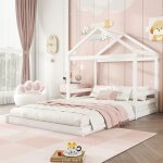 O. ye lit enfant 140 x 200 cm lit double forme maison avec sommier � lattes (sans matelas) pin style ...